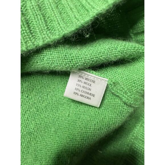 Saks Fifth Avenue Green Open Or Tie Front Caridgan Vest Size S Cashmere Angora - Picture 5 of 6